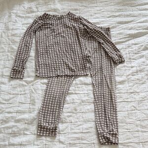 Plain Jane tan and white gingham pj set